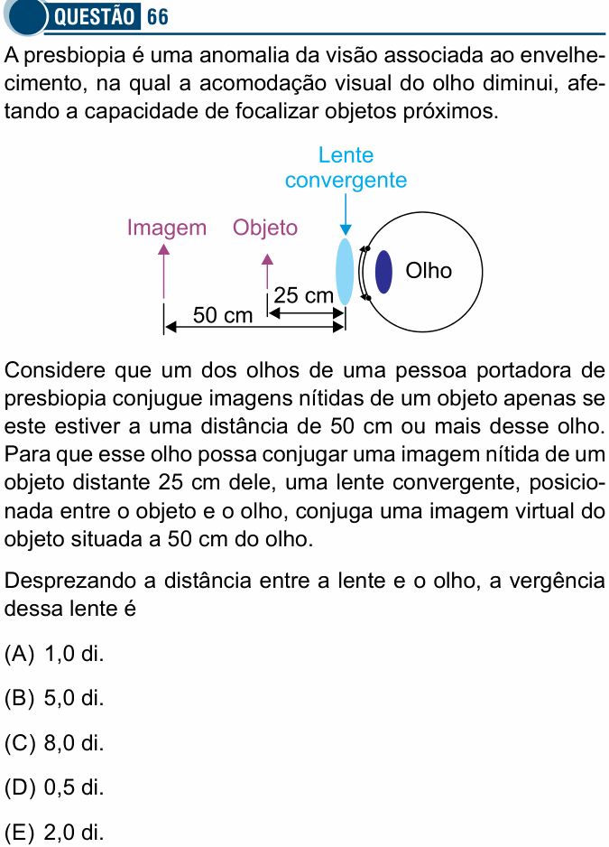 Enunciado da questão 66 de Física do Santa Casa 2025