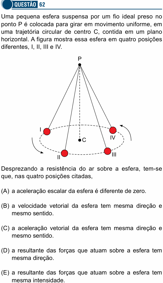 Enunciado da questão 62 de Física do Santa Casa 2026