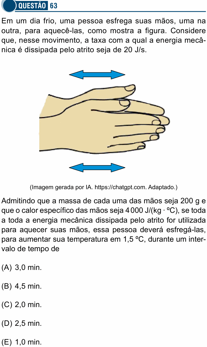 Enunciado da questão 63 de Física do Santa Casa 2026