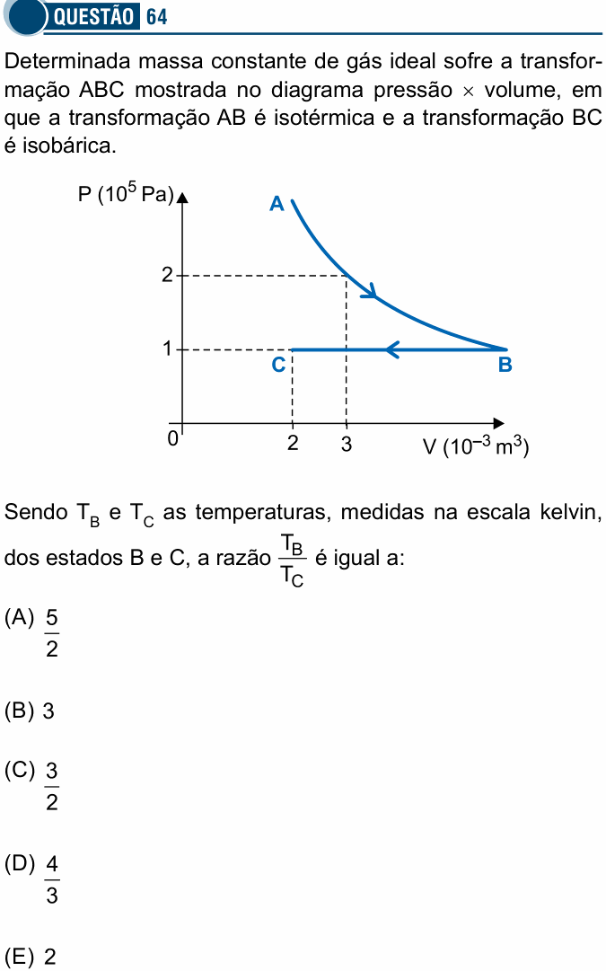 Enunciado da questão 64 de Física do Santa Casa 2026