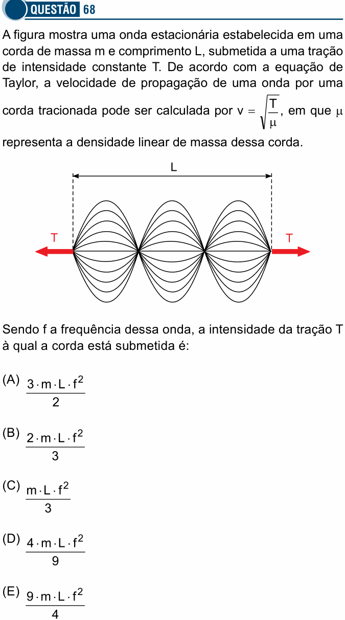 Enunciado da questão 68 de Física do Santa Casa 2026
