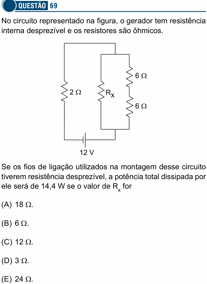 Enunciado da questão 69 de Física do Santa Casa 2026