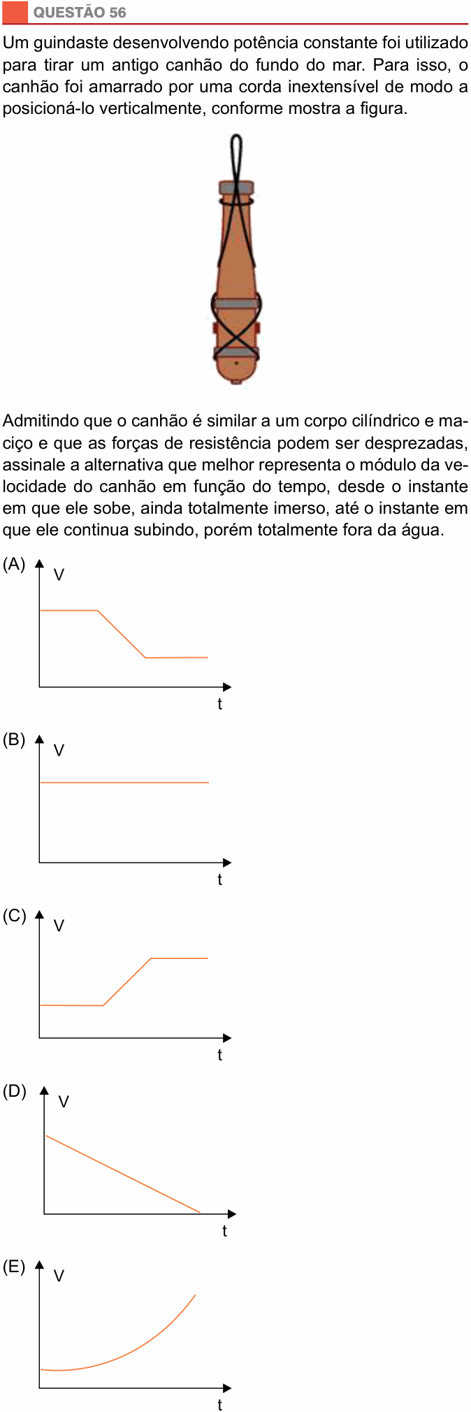 Enunciado da questão 56 de Física do São Camilo 2015