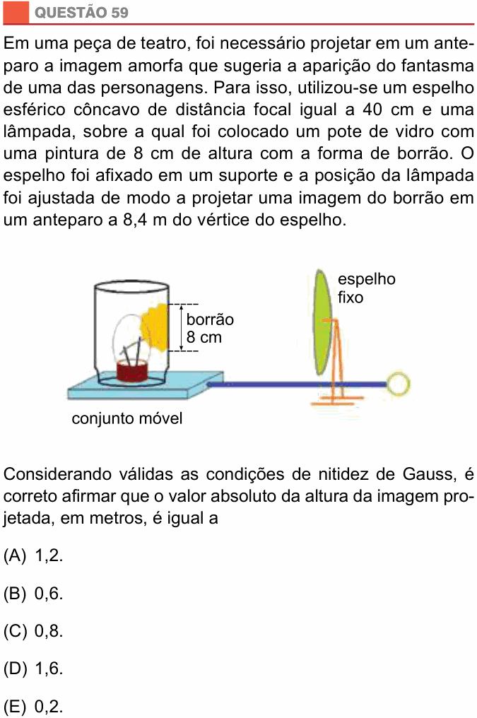 Enunciado da questão 59 de Física do São Camilo 2015