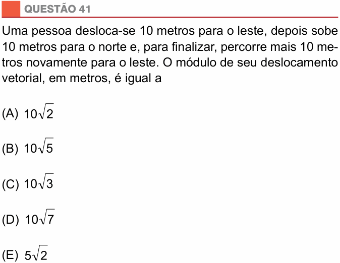 Enunciado da questão 41 de Física do São Camilo 2016