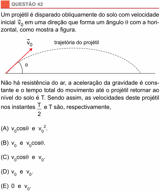 Enunciado da questão 42 de Física do São Camilo 2016