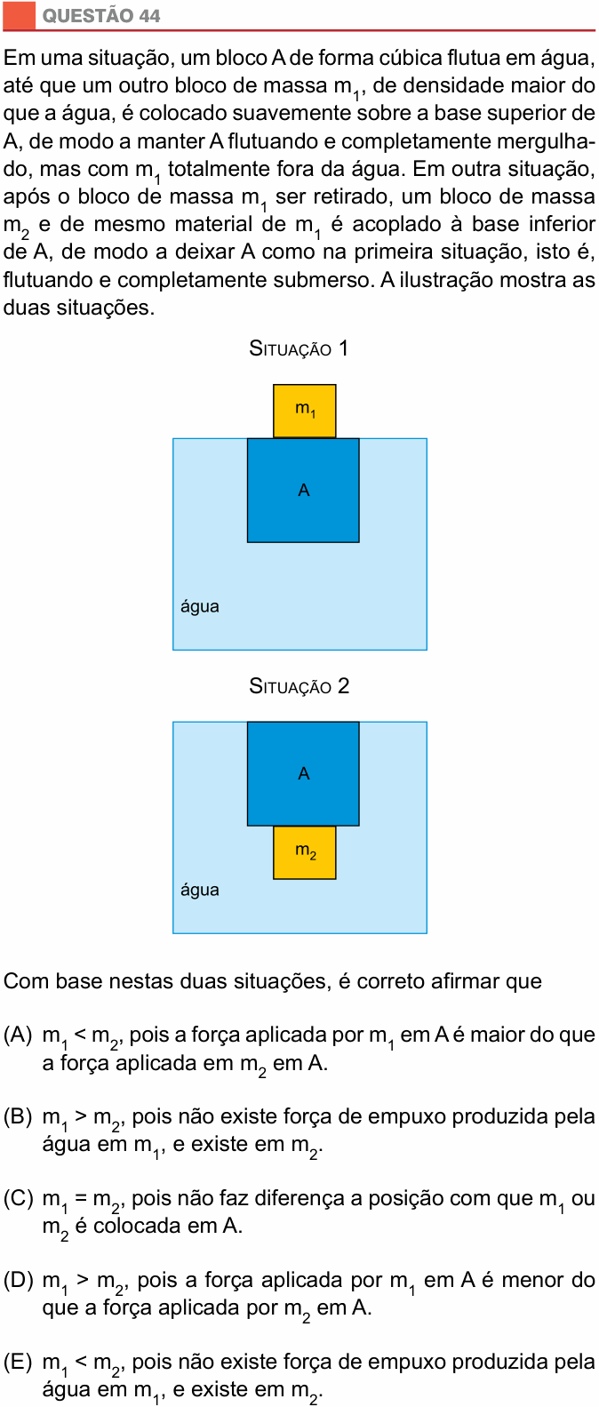Enunciado da questão 44 de Física do São Camilo 2016