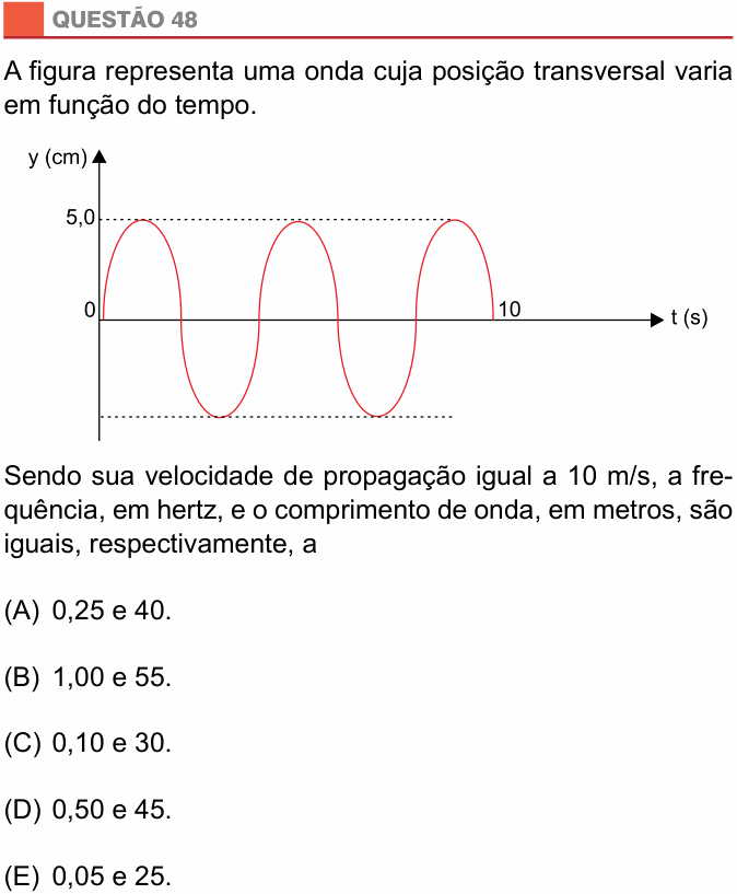 Enunciado da questão 48 de Física do São Camilo 2016
