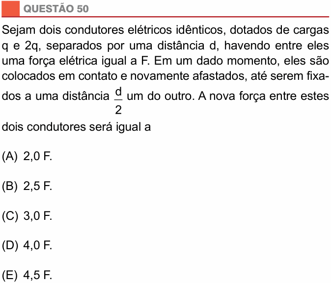 Enunciado da questão 50 de Física do São Camilo 2016