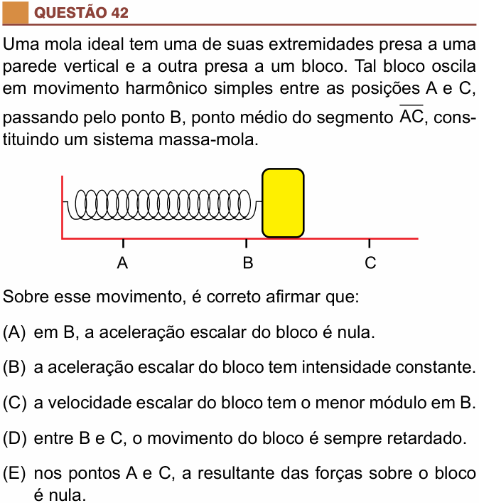 Enunciado da questão 42 de Física do São Camilo 2017 (2º semestre)