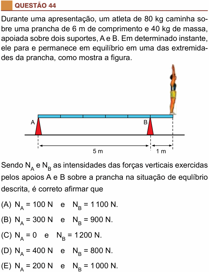 Enunciado da questão 44 de Física do São Camilo 2017 (2º semestre)