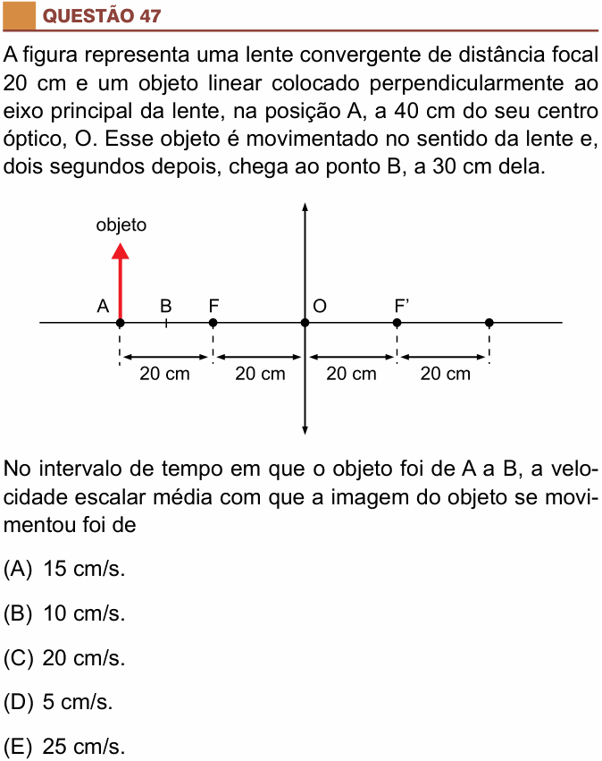 Enunciado da questão 47 de Física do São Camilo 2017 (2º semestre)