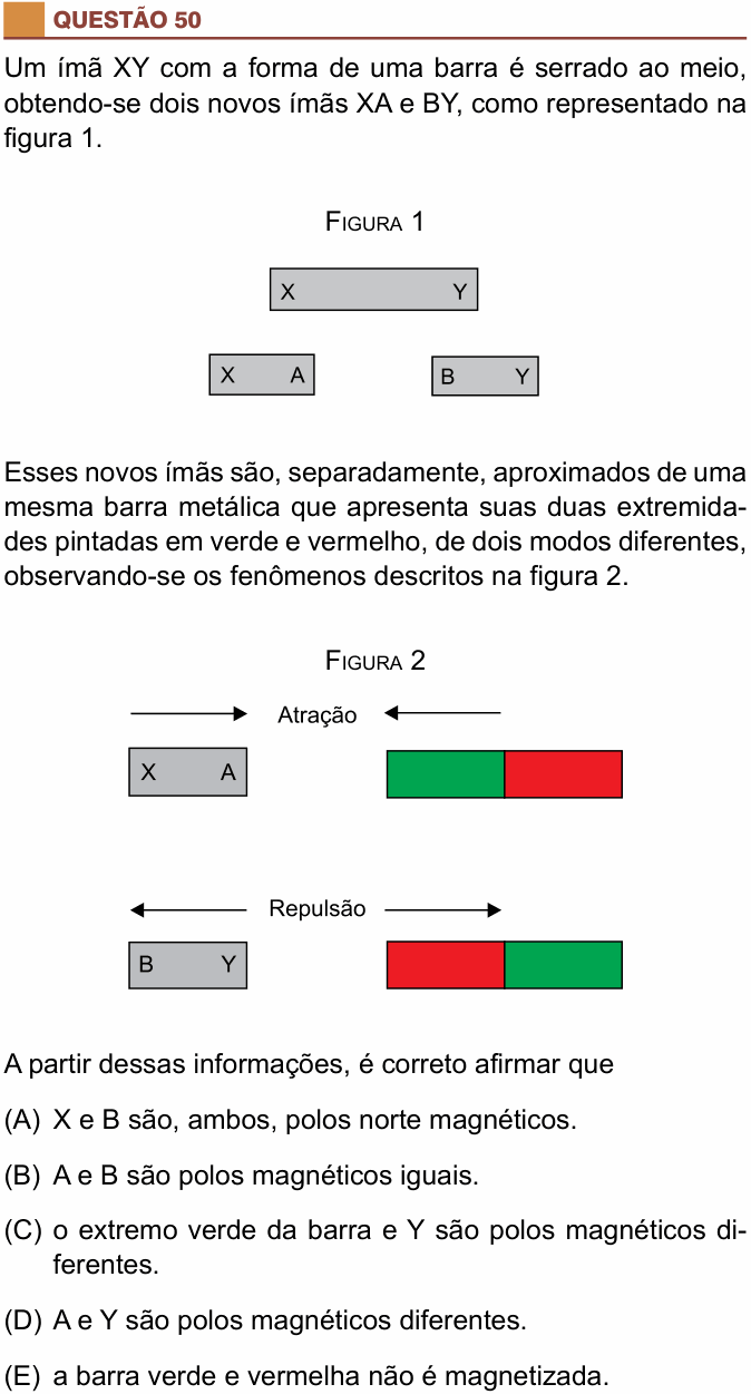 Enunciado da questão 50 de Física do São Camilo 2017 (2º semestre)