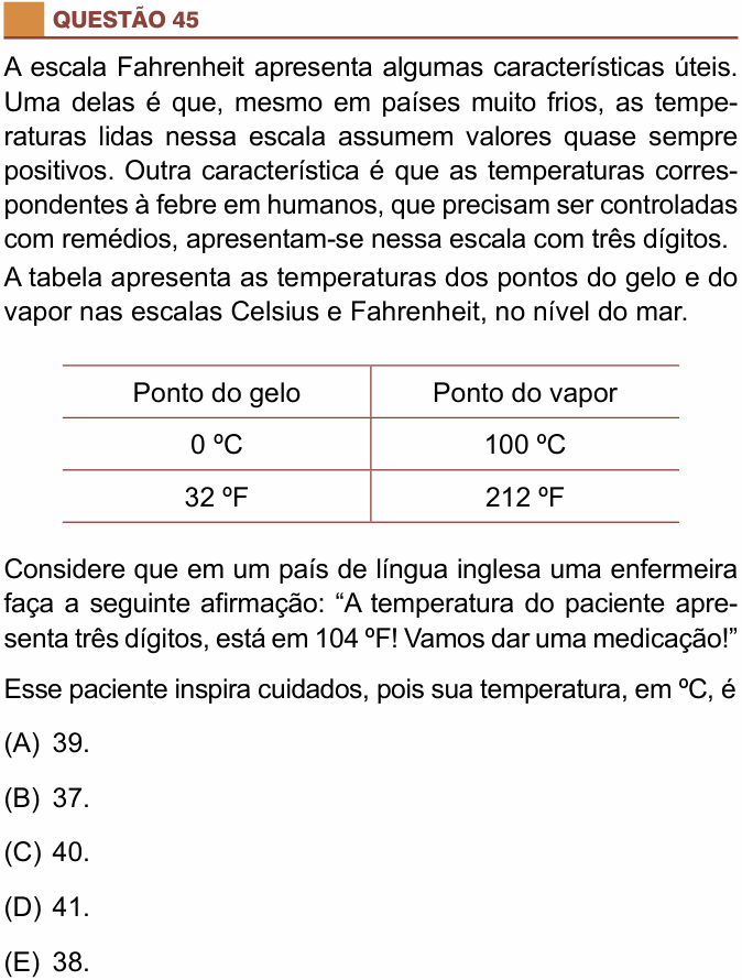 Enunciado da questão 45 de Física do São Camilo 2017