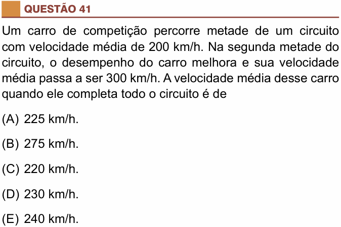 Enunciado da questão 41 de Física do São Camilo 2018 (2º semestre)