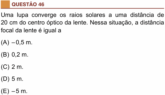 Enunciado da questão 46 de Física do São Camilo 2018 (2º semestre)