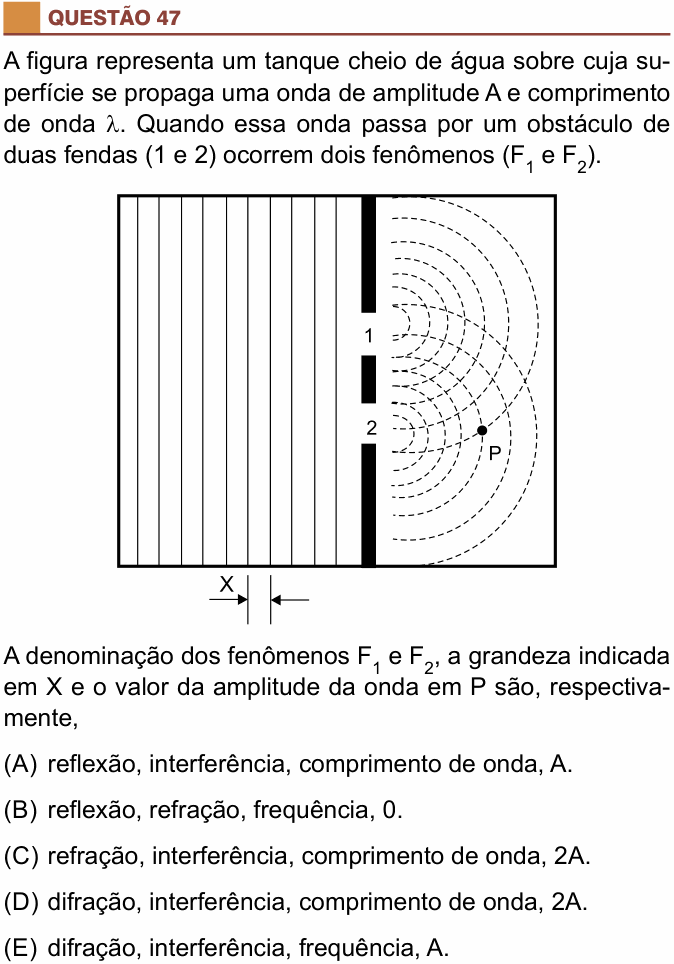 Enunciado da questão 47 de Física do São Camilo 2018 (2º semestre)