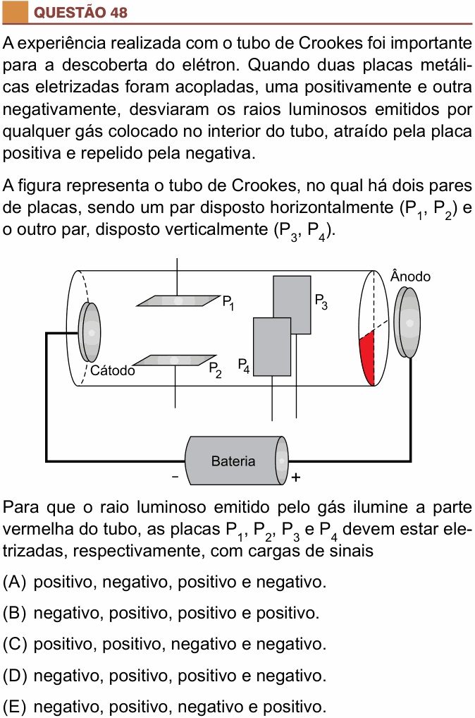 Enunciado da questão 48 de Física do São Camilo 2018 (2º semestre)