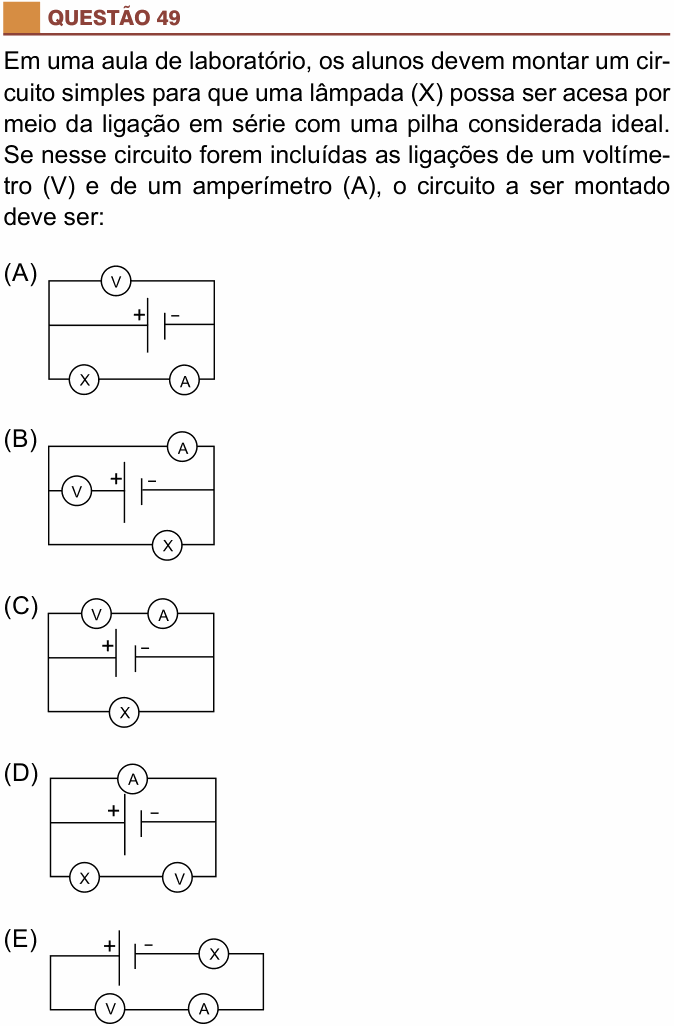 Enunciado da questão 49 de Física do São Camilo 2018 (2º semestre)