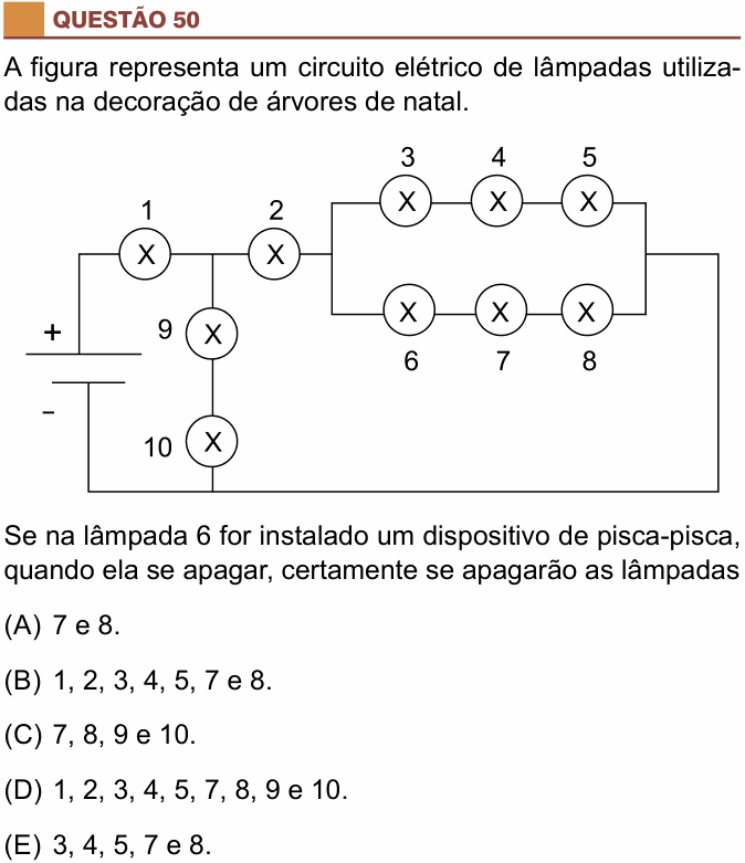 Enunciado da questão 50 de Física do São Camilo 2018 (2º semestre)