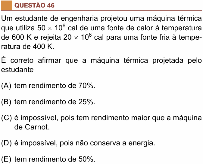 Enunciado da questão 46 de Física do São Camilo 2018