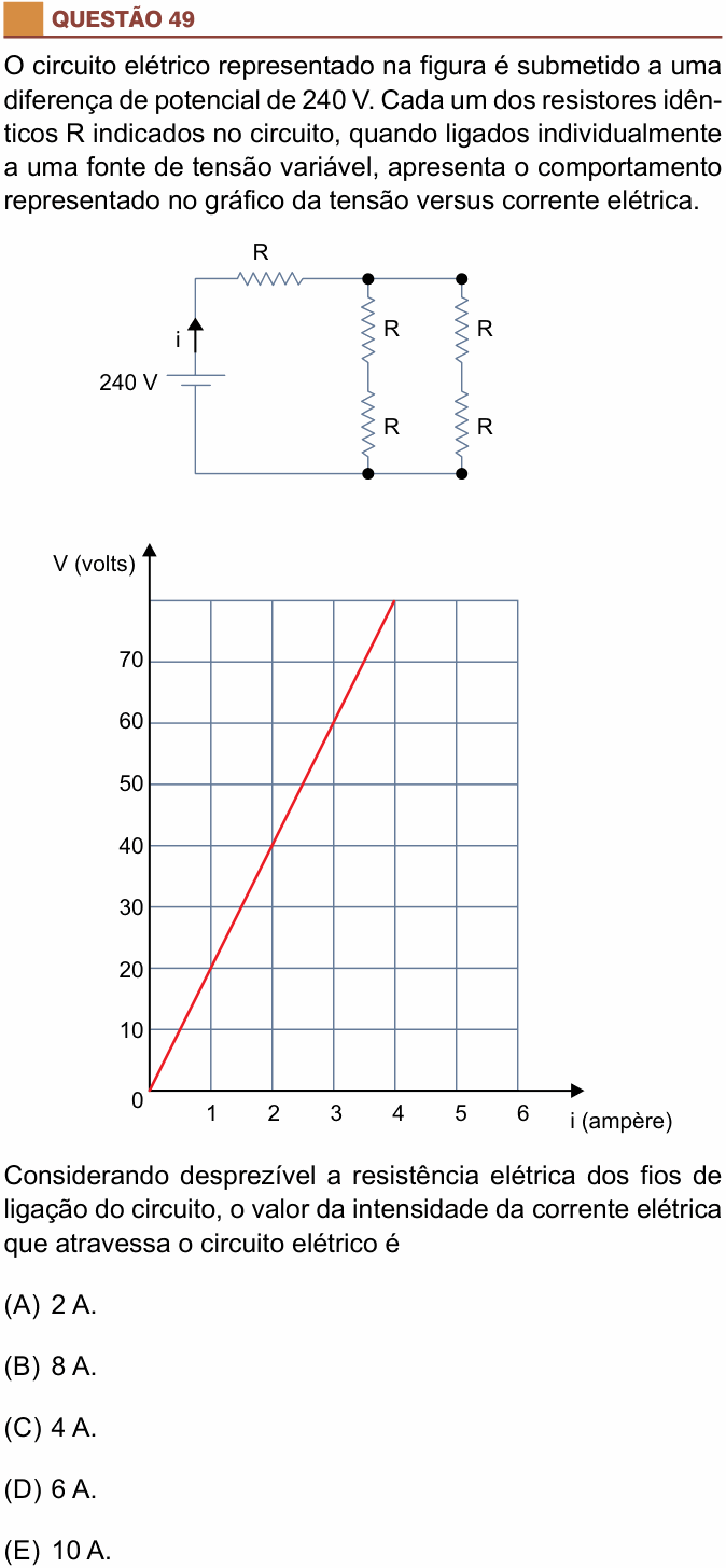 Enunciado da questão 49 de Física do São Camilo 2018