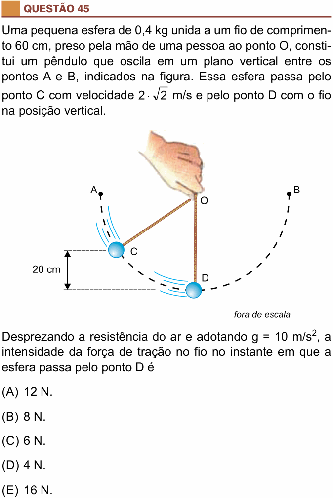 Enunciado da questão 45 de Física do São Camilo 2019