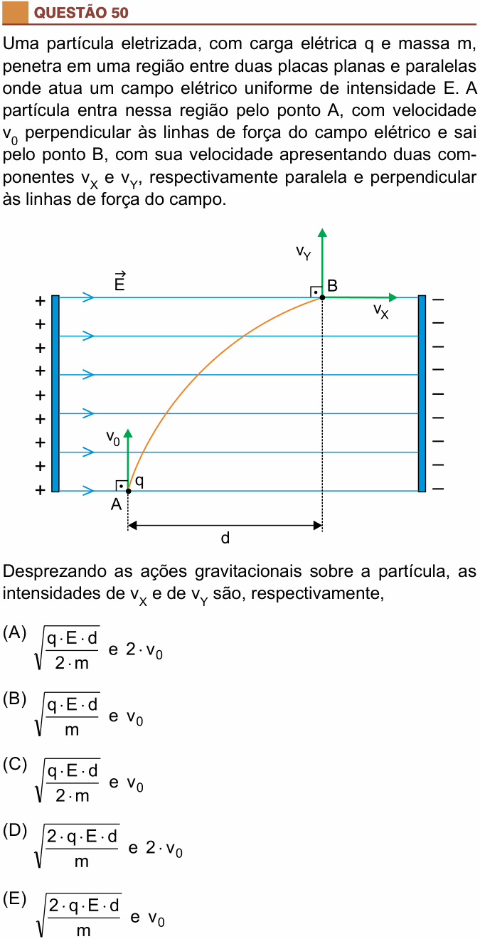 Enunciado da questão 50 de Física do São Camilo 2019