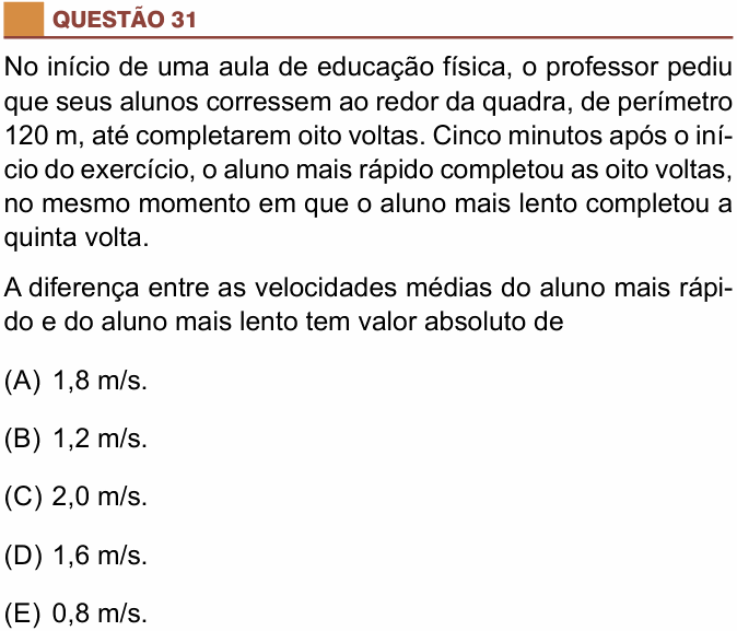 Enunciado da questão 31 de Física do São Camilo 2021