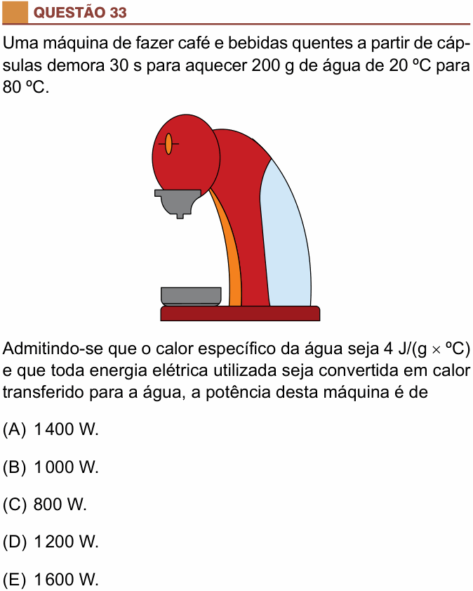Enunciado da questão 33 de Física do São Camilo 2021