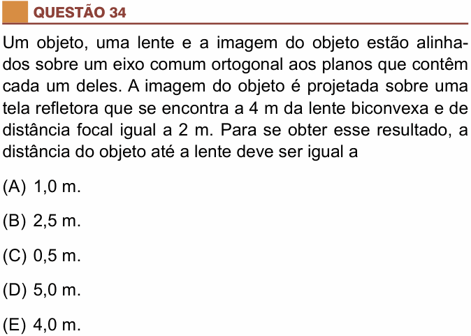 Enunciado da questão 34 de Física do São Camilo 2022