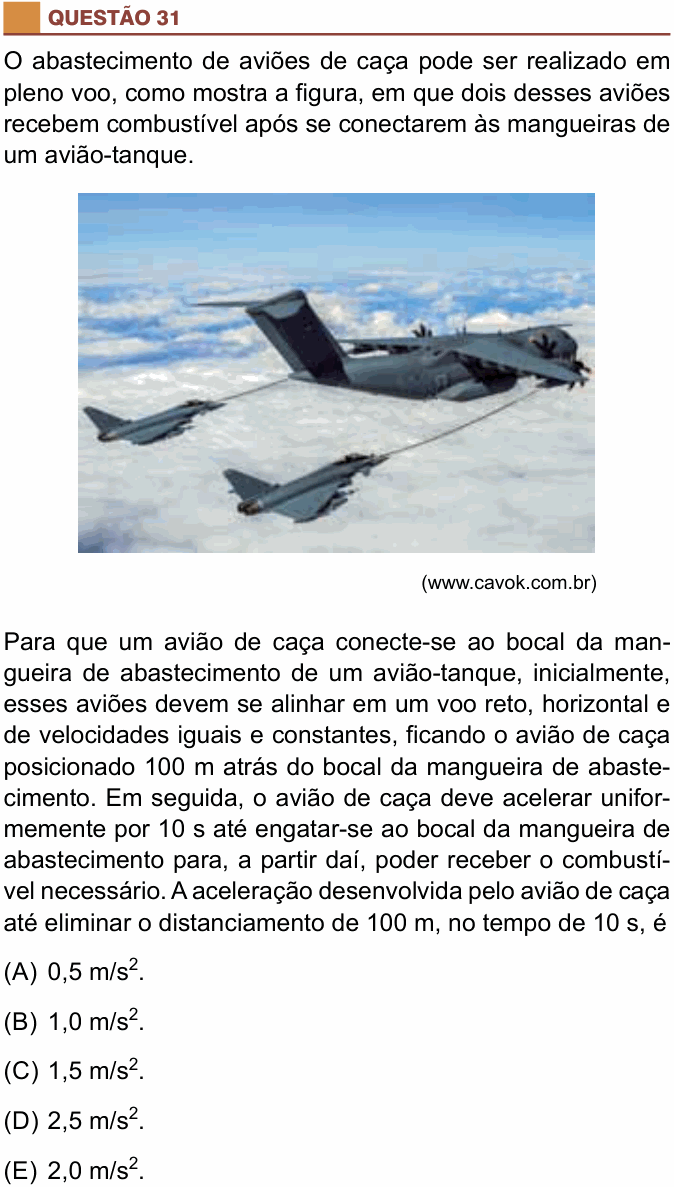 Enunciado da questão 31 de Física do São Camilo 2023 (2º semestre)