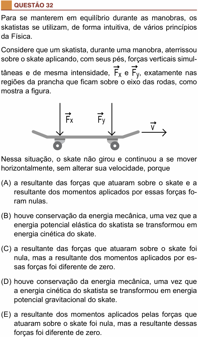 Enunciado da questão 32 de Física do São Camilo 2024 (2º semestre)