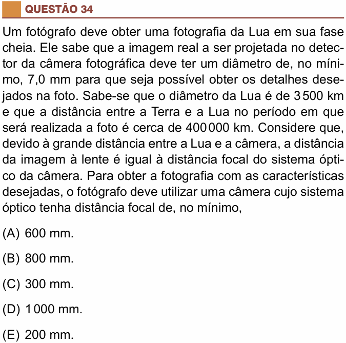 Enunciado da questão 34 de Física do São Camilo 2024 (2º semestre)