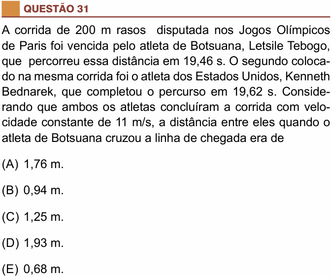 Enunciado da questão 31 de Física do São Camilo 2025