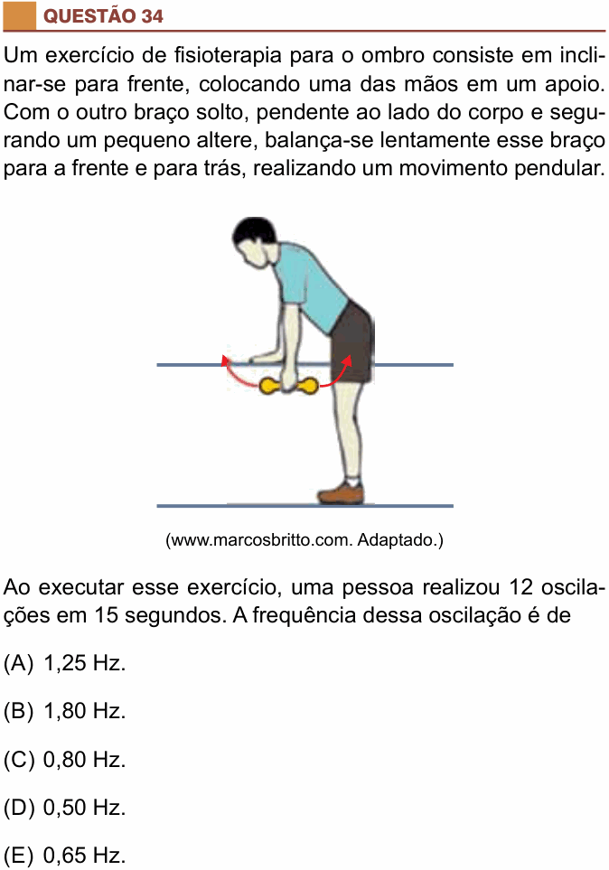 Enunciado da questão 34 de Física do São Camilo 2025