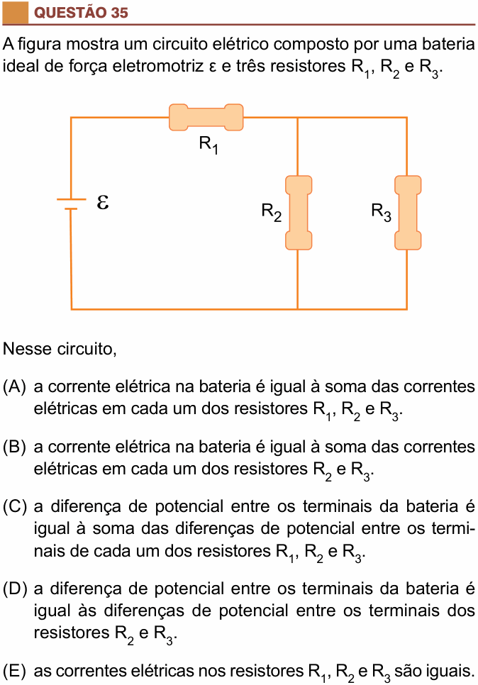 Enunciado da questão 35 de Física do São Camilo 2025