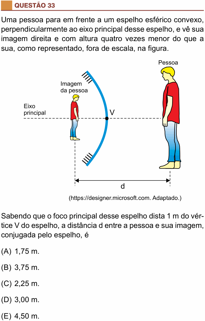 Enunciado da questão 33 de Física do São Camilo 2025 (2º semestre)