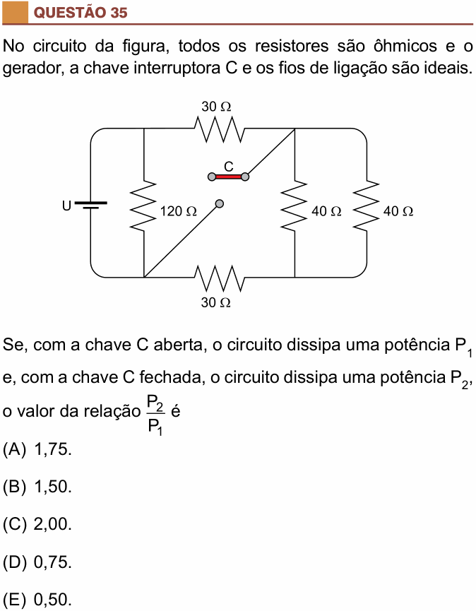 Enunciado da questão 35 de Física do São Camilo 2025 (2º semestre)