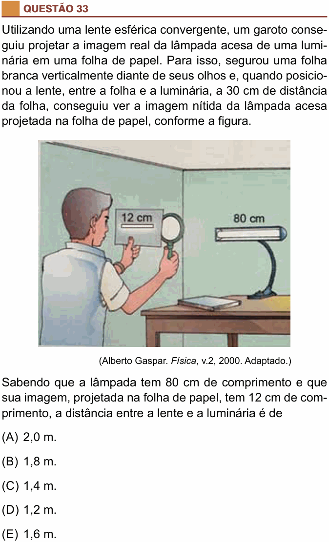 Enunciado da questão 33 de Física do São Camilo 2026