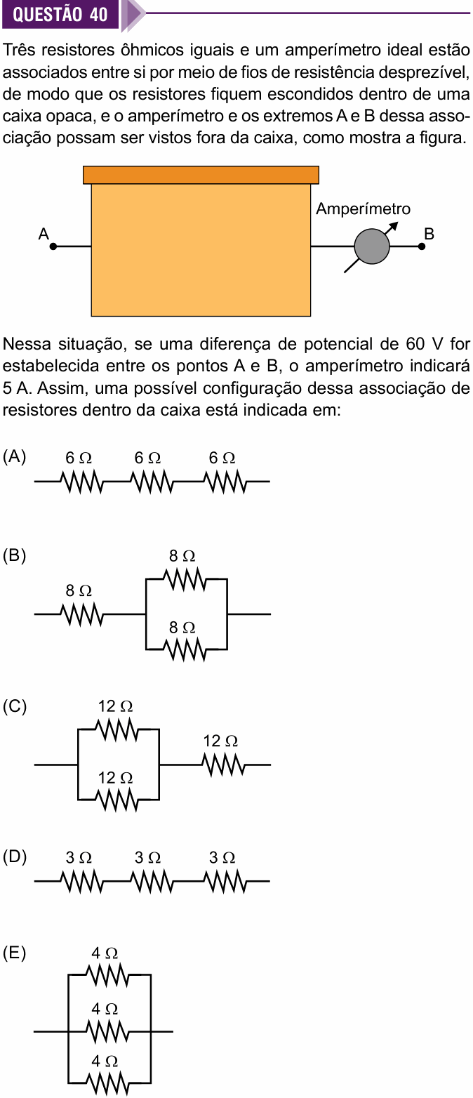 Enunciado da questão 40 de Física do Sírio-Libanês 2025 (2º semestre)