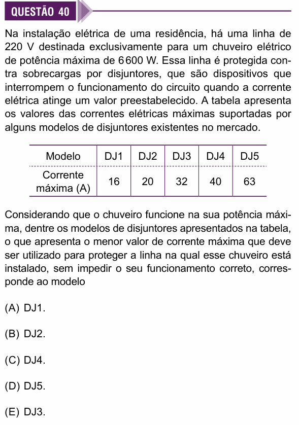 Enunciado da questão 40 de Física do Sírio-Libanês 2027