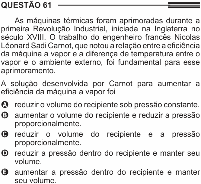 Enunciado da questão 61 de Física do ENEM 2014 (3ª aplicação)
