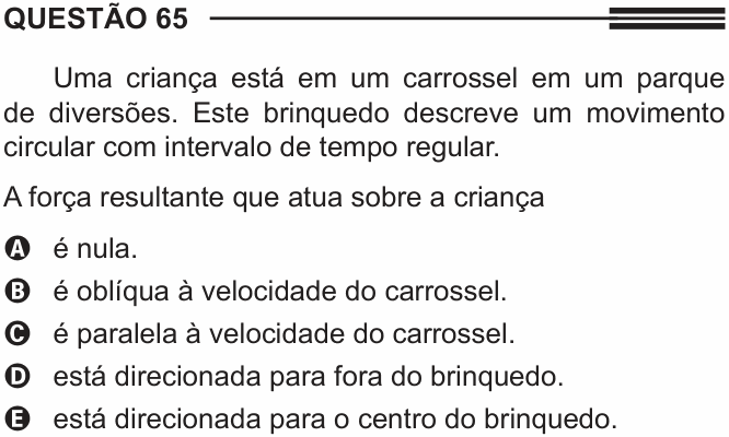 Enunciado da questão 65 de Física do ENEM 2014 (3ª aplicação)
