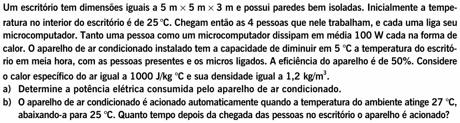 Enunciado da questão 10 de Física do UNICAMP 2000 (2ª fase)