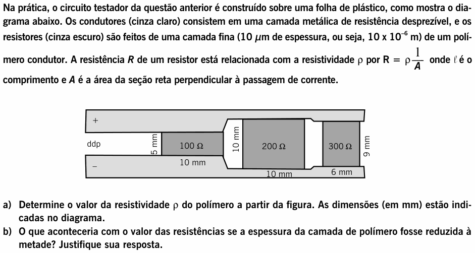 Enunciado da questão 6 de Física do UNICAMP 2000 (2ª fase)