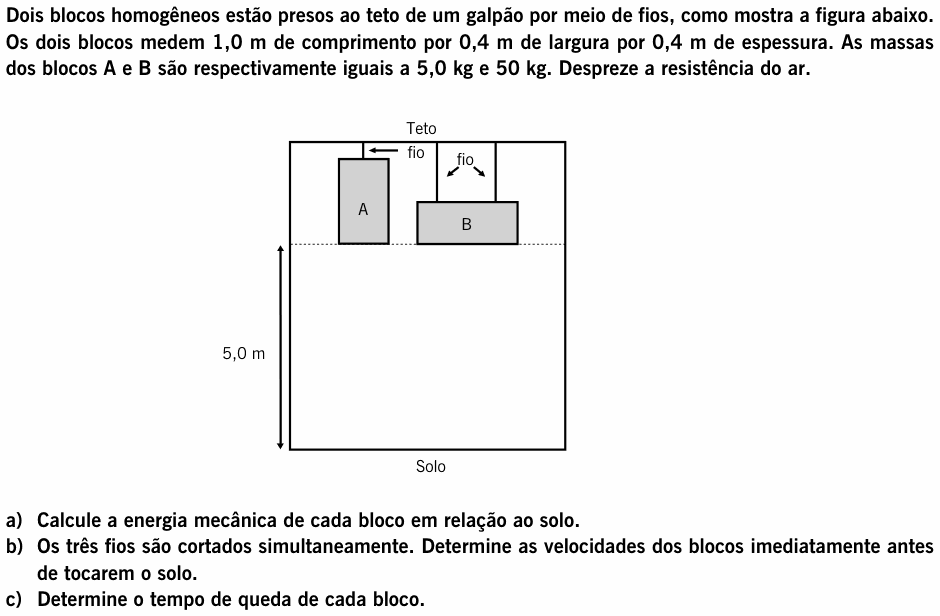 Enunciado da questão 8 de Física do UNICAMP 2000 (2ª fase)
