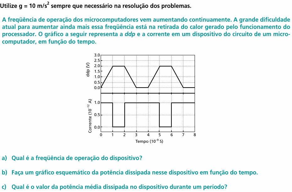 Enunciado da questão 10 de Física do UNICAMP 2001 (2ª fase)