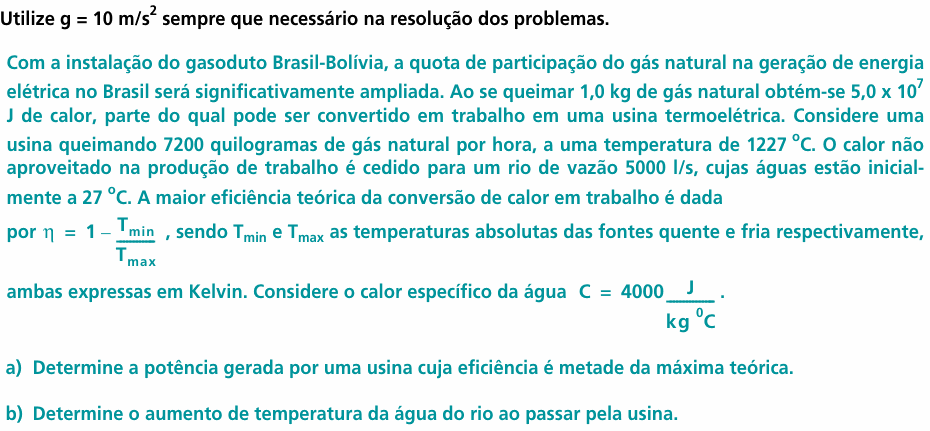 Enunciado da questão 8 de Física do UNICAMP 2001 (2ª fase)