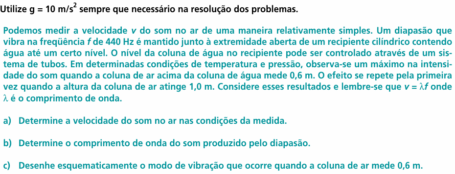 Enunciado da questão 9 de Física do UNICAMP 2001 (2ª fase)